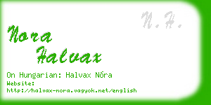 nora halvax business card